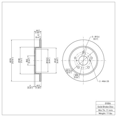 Disc Brake Rotor Dynamic Friction 604-01006