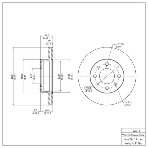 Disc Brake Rotor Dynamic Friction 604-03018