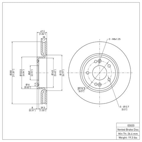 Disc Brake Rotor Dynamic Friction 604-03020