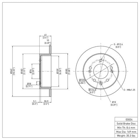 Disc Brake Rotor Dynamic Friction 604-03024