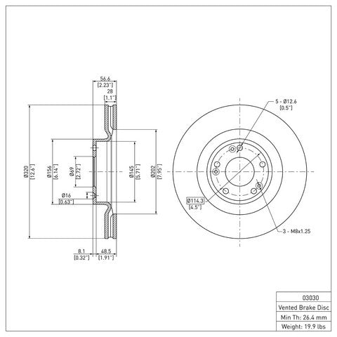 Disc Brake Rotor Dynamic Friction 604-03030
