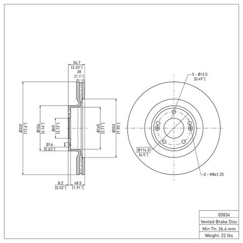 Disc Brake Rotor Dynamic Friction 604-03034