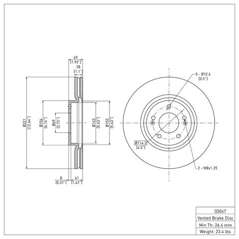 Disc Brake Rotor Dynamic Friction 604-03047