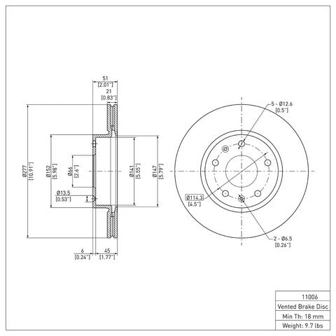 Disc Brake Rotor Dynamic Friction 604-11006