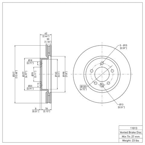 Disc Brake Rotor Dynamic Friction 604-11013