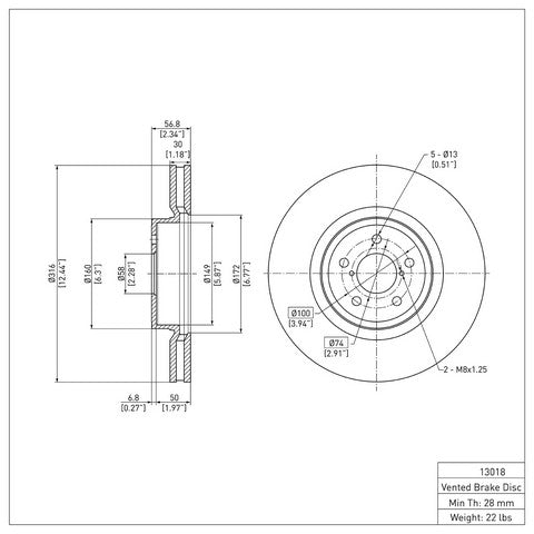Disc Brake Rotor Dynamic Friction 604-13018