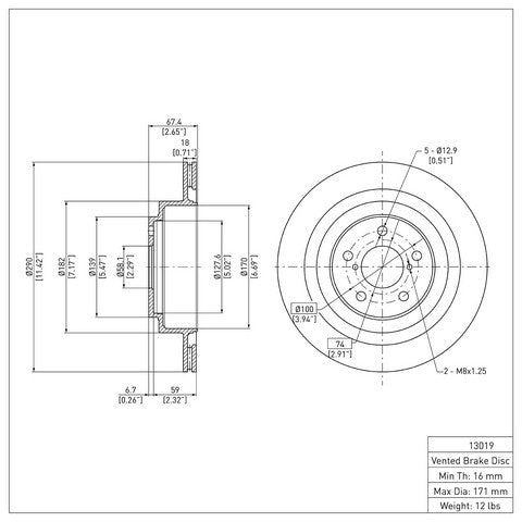 Disc Brake Rotor Dynamic Friction 604-13019
