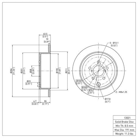 Disc Brake Rotor Dynamic Friction 604-13021