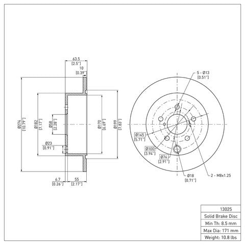 Disc Brake Rotor Dynamic Friction 604-13025