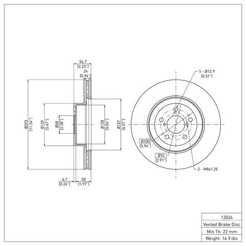Disc Brake Rotor Dynamic Friction 604-13034
