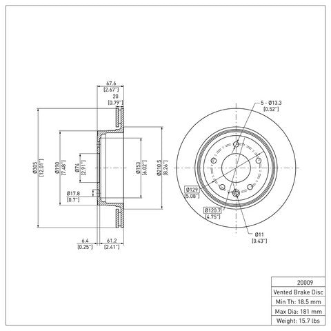 Disc Brake Rotor Dynamic Friction 604-20009
