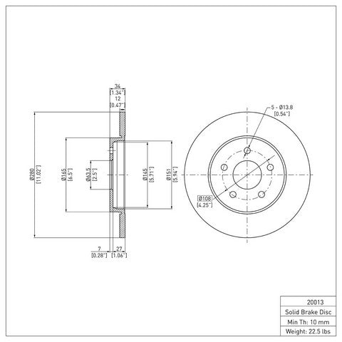 Disc Brake Rotor Dynamic Friction 604-20013