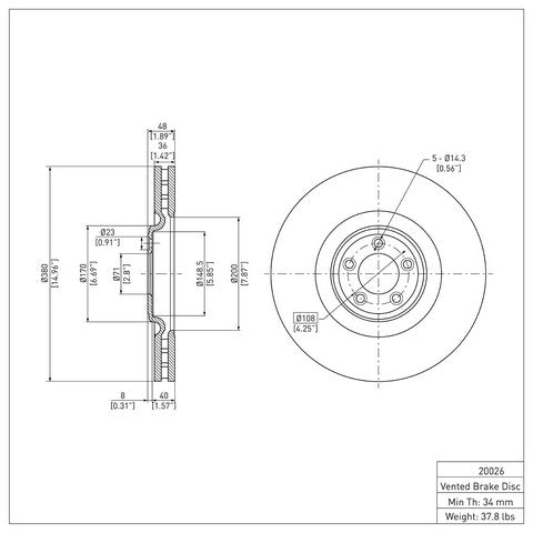Disc Brake Rotor Dynamic Friction 604-20026