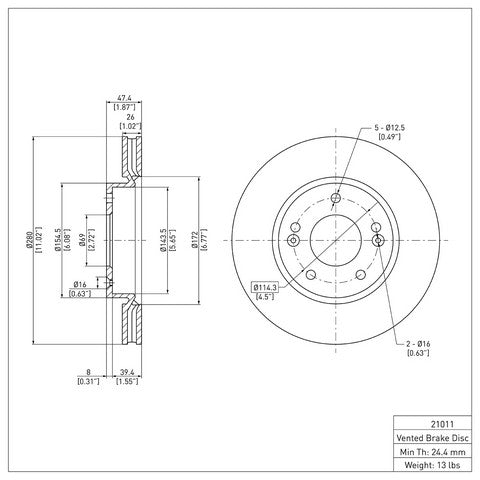 Disc Brake Rotor Dynamic Friction 604-21011
