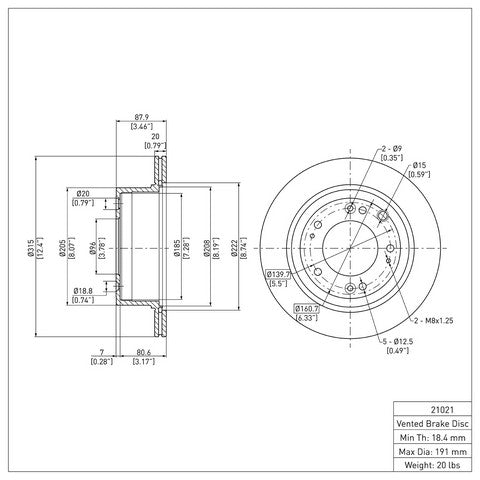 Disc Brake Rotor Dynamic Friction 604-21021