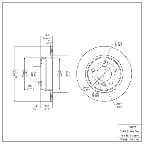 Disc Brake Rotor Dynamic Friction 604-31028