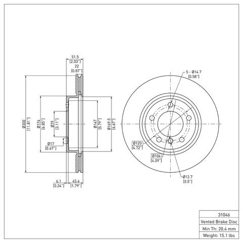 Disc Brake Rotor Dynamic Friction 604-31046