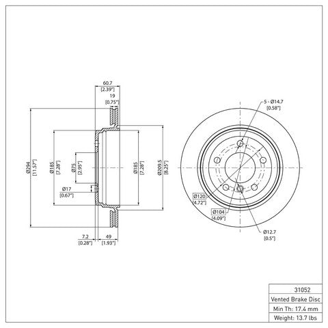 Disc Brake Rotor Dynamic Friction 604-31052