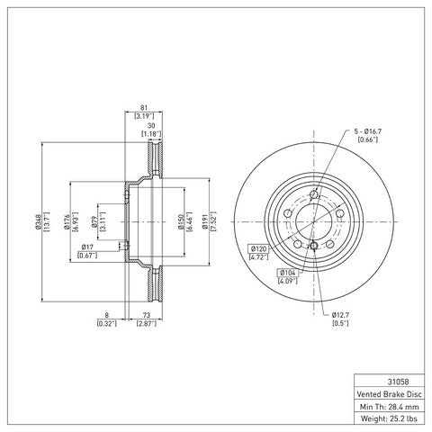 Disc Brake Rotor Dynamic Friction 604-31058