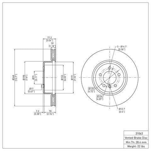 Disc Brake Rotor Dynamic Friction 604-31063