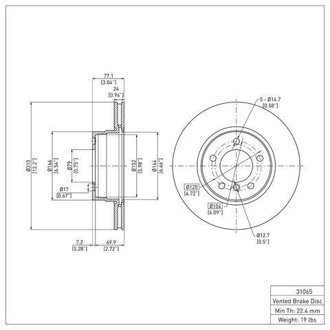 Disc Brake Rotor Dynamic Friction 604-31065