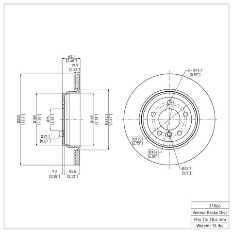 Disc Brake Rotor Dynamic Friction 604-31066