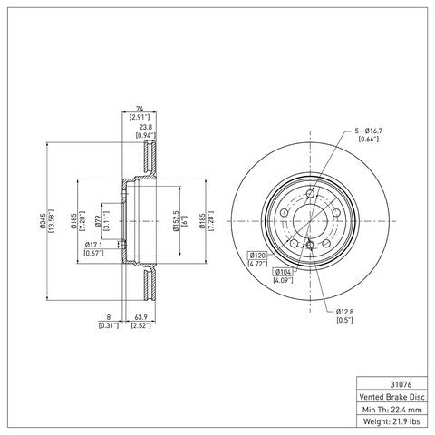 Disc Brake Rotor Dynamic Friction 604-31076