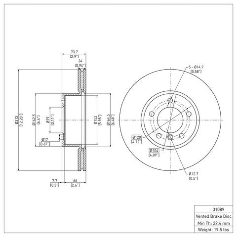 Disc Brake Rotor Dynamic Friction 604-31089