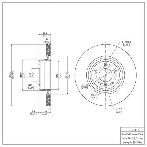 Disc Brake Rotor Dynamic Friction 604-31113
