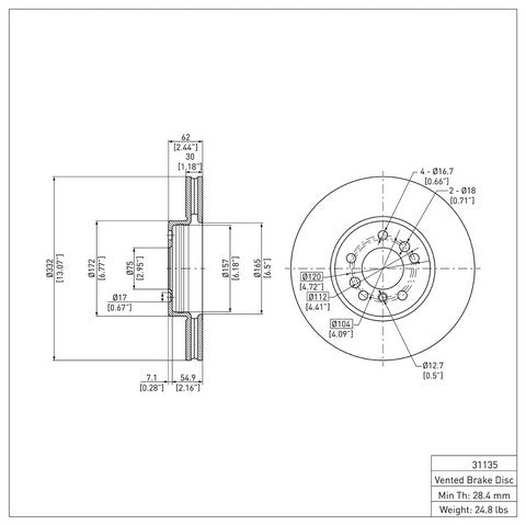 Disc Brake Rotor Dynamic Friction 604-31135