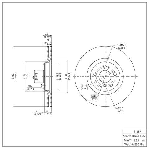 Disc Brake Rotor Dynamic Friction 604-31157