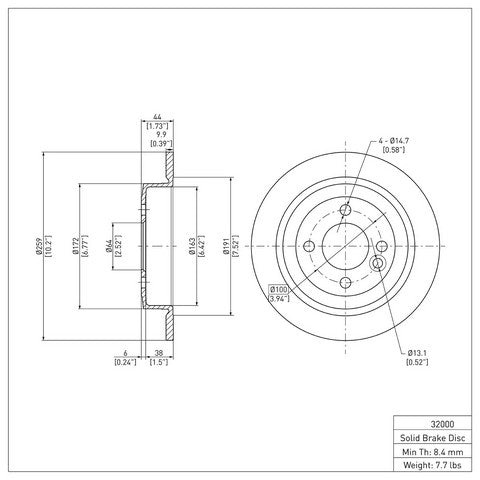 Disc Brake Rotor Dynamic Friction 604-32000