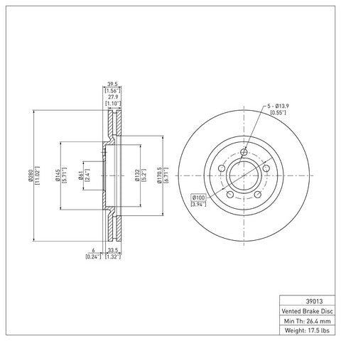 Disc Brake Rotor Dynamic Friction 604-39013