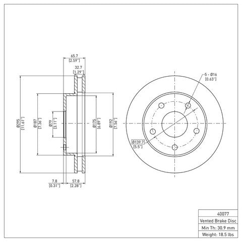 Disc Brake Rotor Dynamic Friction 604-40077
