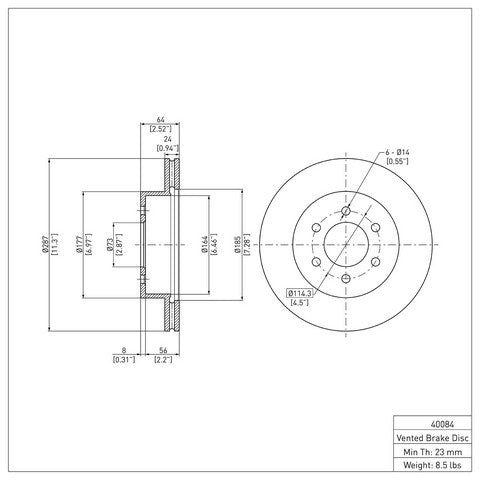 Disc Brake Rotor Dynamic Friction 604-40084
