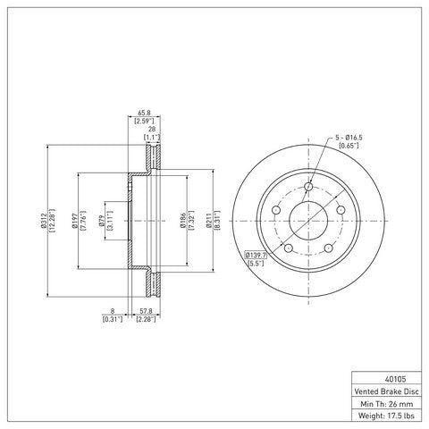 Disc Brake Rotor Dynamic Friction 604-40105
