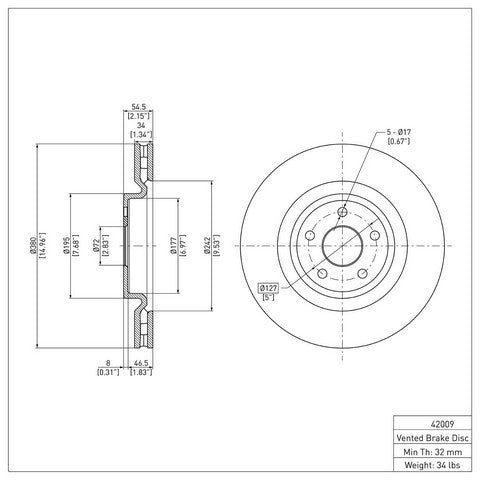 Disc Brake Rotor Dynamic Friction 604-42009