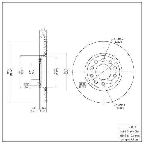 Disc Brake Rotor Dynamic Friction 604-42012