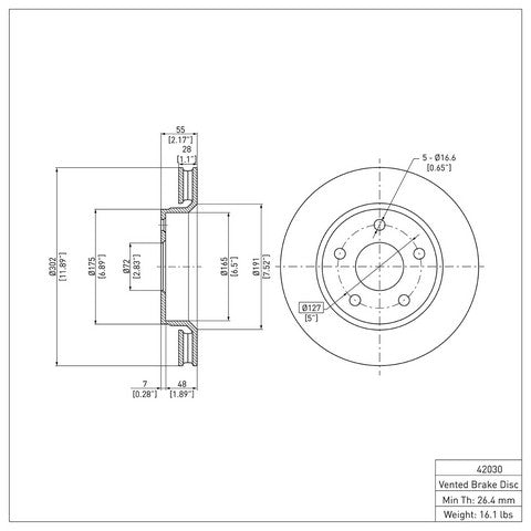 Disc Brake Rotor Dynamic Friction 604-42030