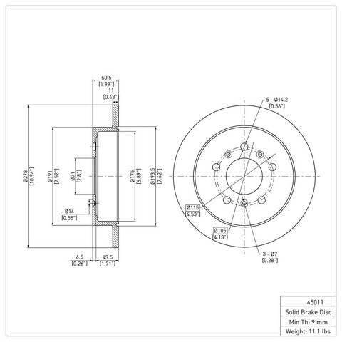 Disc Brake Rotor Dynamic Friction 604-45011