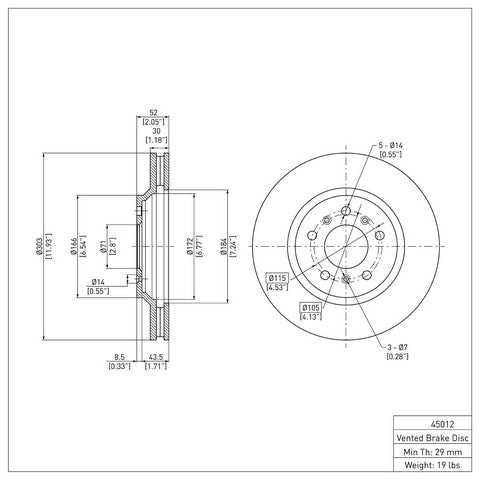 Disc Brake Rotor Dynamic Friction 604-45012