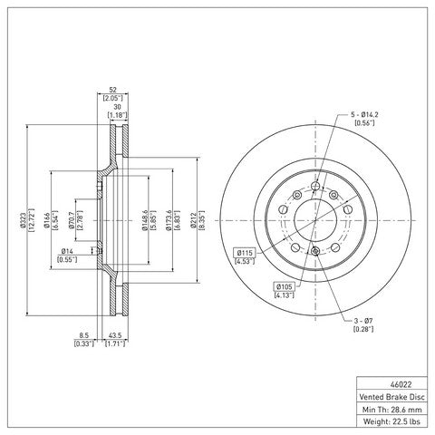 Disc Brake Rotor Dynamic Friction 604-46022