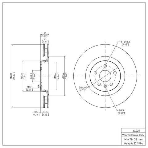 Disc Brake Rotor Dynamic Friction 604-46029