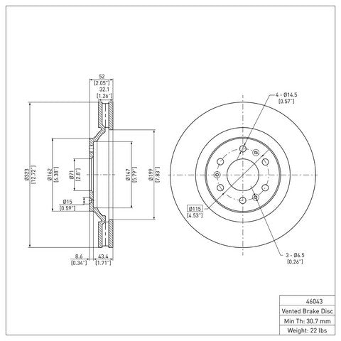 Disc Brake Rotor Dynamic Friction 604-46043