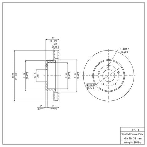Disc Brake Rotor Dynamic Friction 604-47011