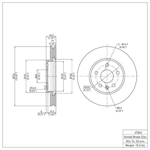Disc Brake Rotor Dynamic Friction 604-47043