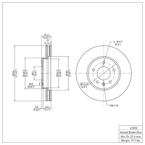 Disc Brake Rotor Dynamic Friction 604-47070