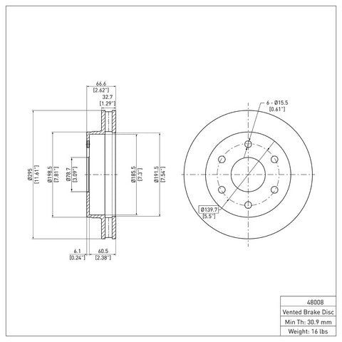 Disc Brake Rotor Dynamic Friction 604-48008