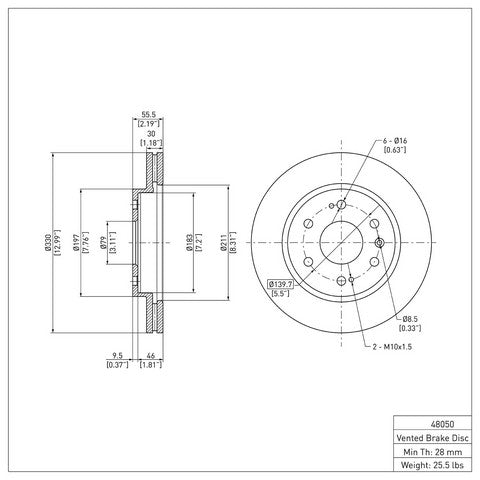 Disc Brake Rotor Dynamic Friction 604-48050