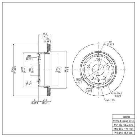 Disc Brake Rotor Dynamic Friction 604-48058